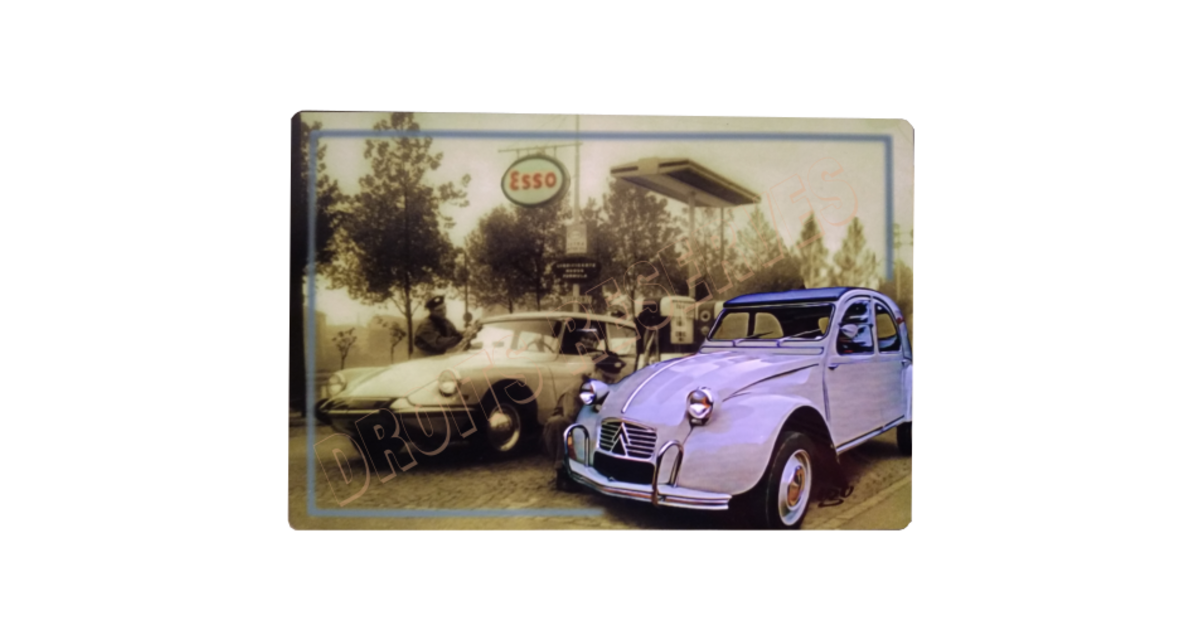 Plaque Métal Tôlée Vintage 20x30 Cm - Pub Citroën 2CV Garage - Reproduction Laser